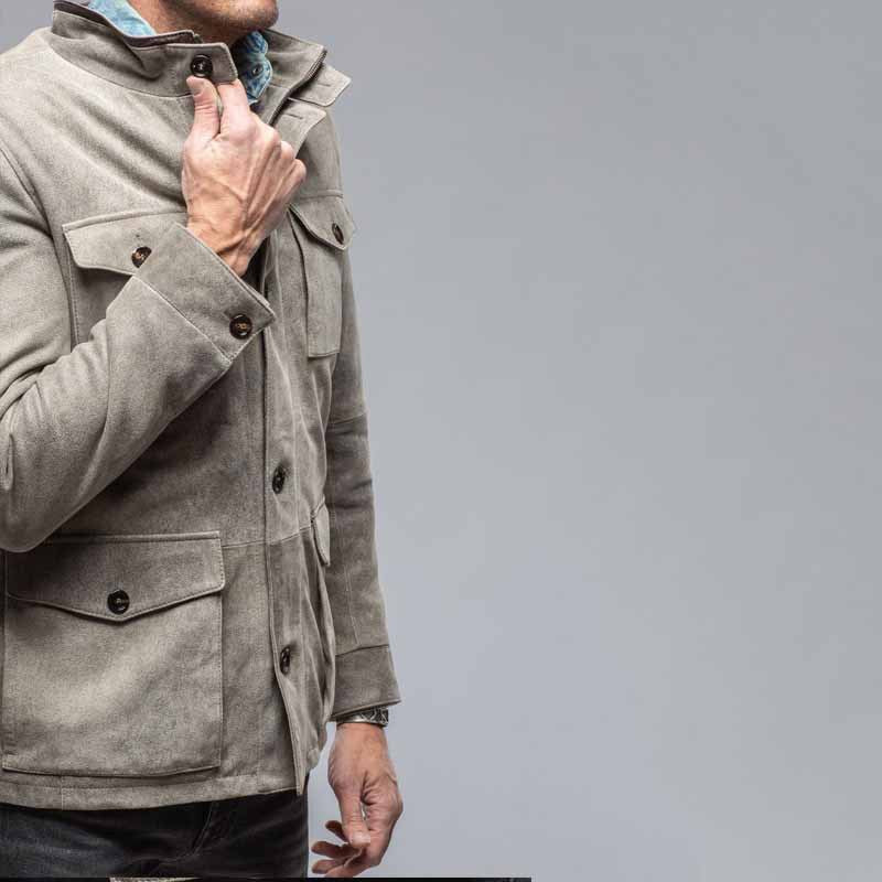 Lederjacke Herren Lässig Mit Patenttaschen Wildleder