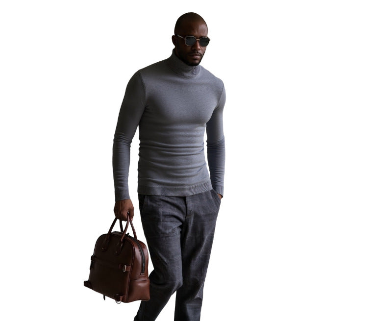 Herren Rollkragenpullover Fein Strukturiert Elegangt