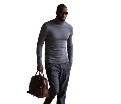 Herren Rollkragenpullover Fein Strukturiert Elegangt