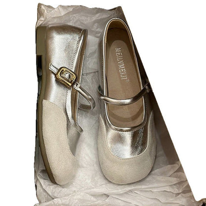 Damen Ballerinas Elegante Schnallen Schuhe Modern