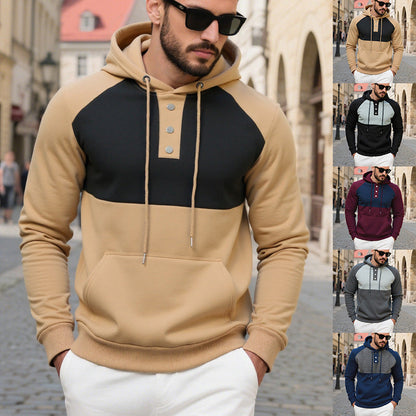 Herren Kapuzensweater Modern mit Kontrastärmeln - BerlinGlamour