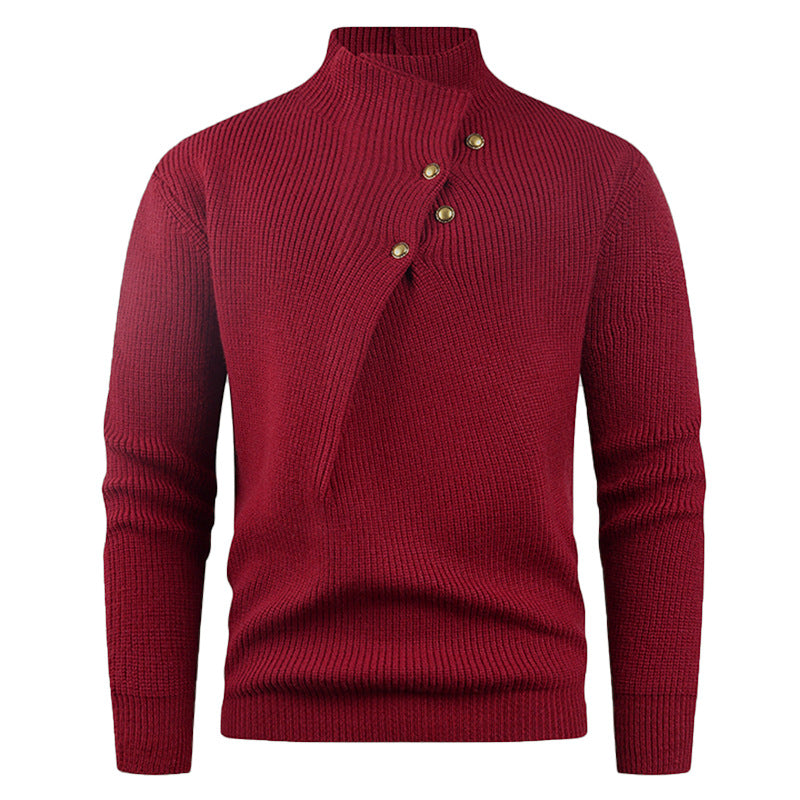 Herren Pullover Modern Stehkragen Dekorative Knöpfe