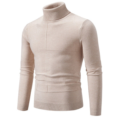 Herren Strickpullover Hochabschließend Modisch Schwarzer Oversized