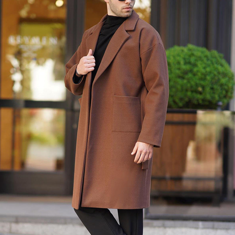 Herren Wollmantel Eleganter Wintermantel Mit Gürtel