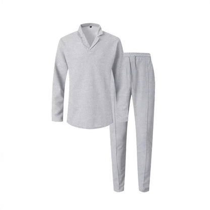 Herren Langarm-Shirt Set Sportlich Modern Stehkragen