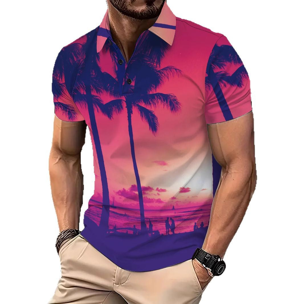 Herren Polohemd Modern Tropisches Design Kurzarm