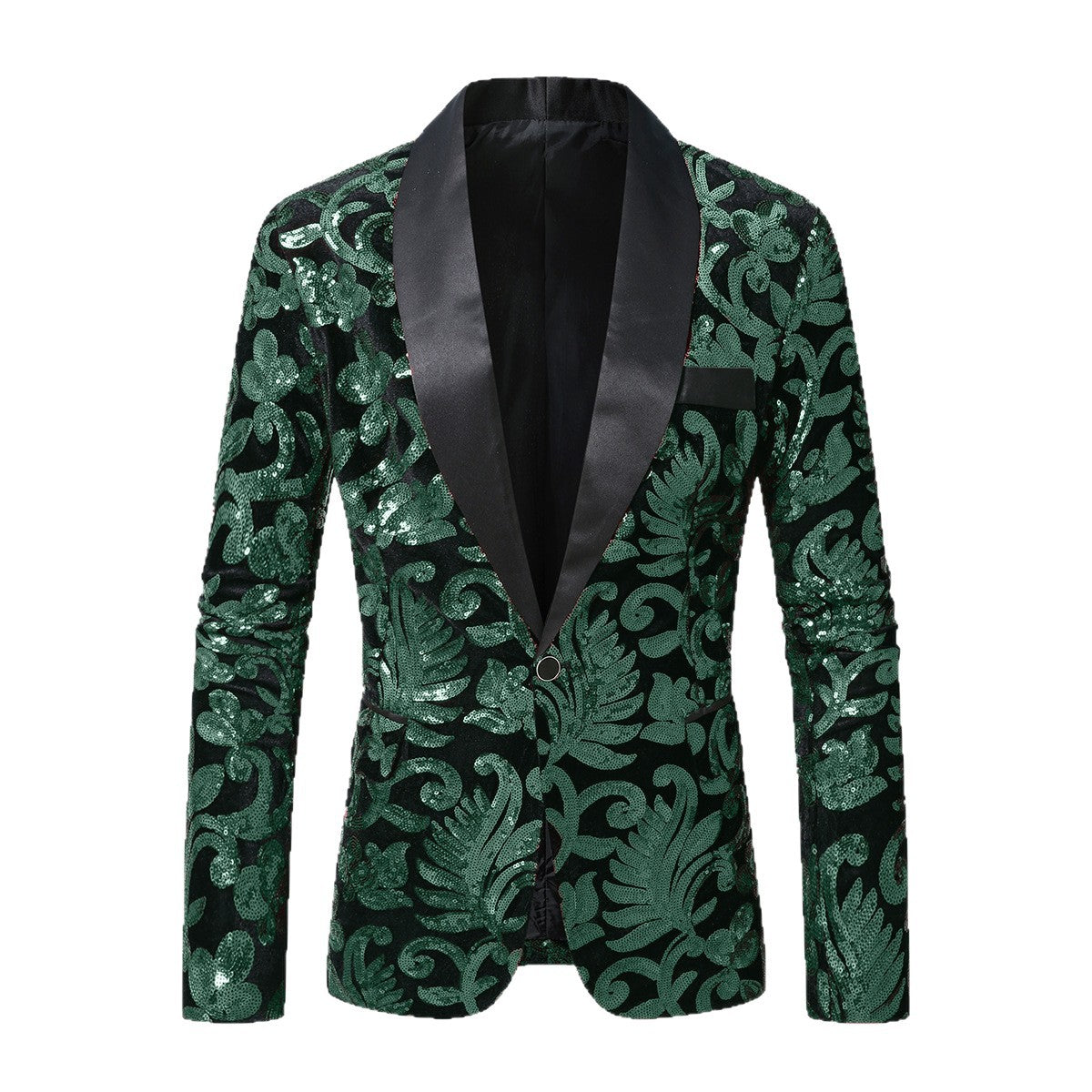 Eleganter Herren Blazer Pailletten Luxus Floral Design