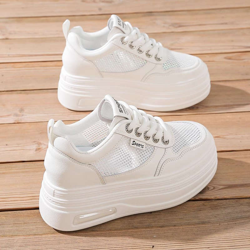 Damen Plateau Sneaker atmungsaktiv mit Mesh Obermaterial