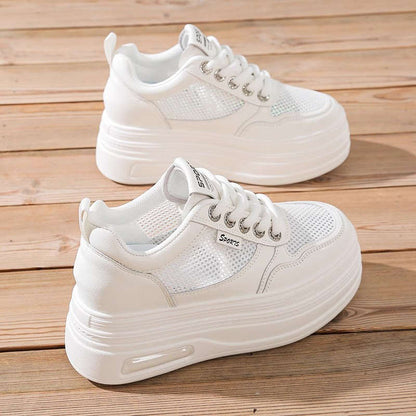 Damen Plateau Sneaker atmungsaktiv mit Mesh Obermaterial