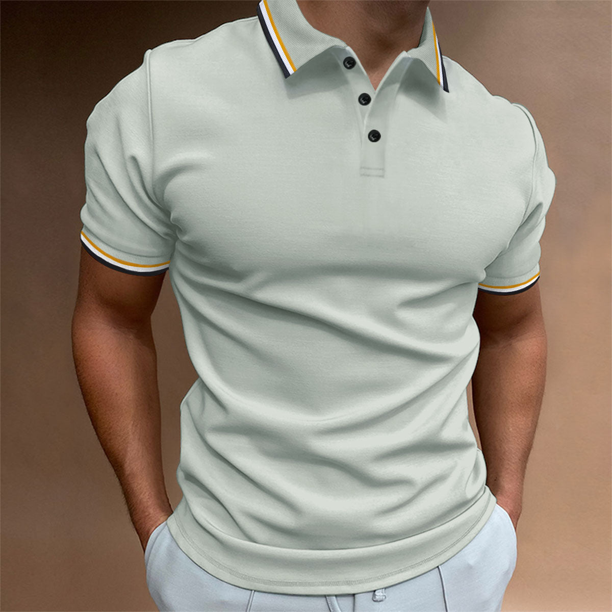 Herren Polohemd Modern Kontrastdetails Elegant - BerlinGlamour