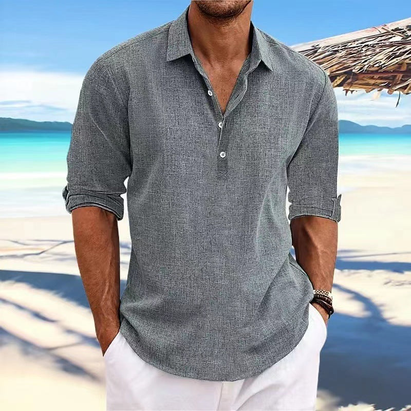 Leinenhemd Herren Lässig Sommer Modell