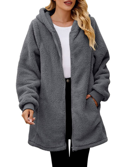 Damen Fleecejacke Oversized Warm und Kuschelig
