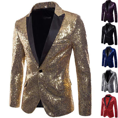 Herren Blazer Glitzer Pailletten Elegant