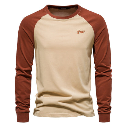 Herren Langarmshirt Modernes Kontrastdesign Bequem