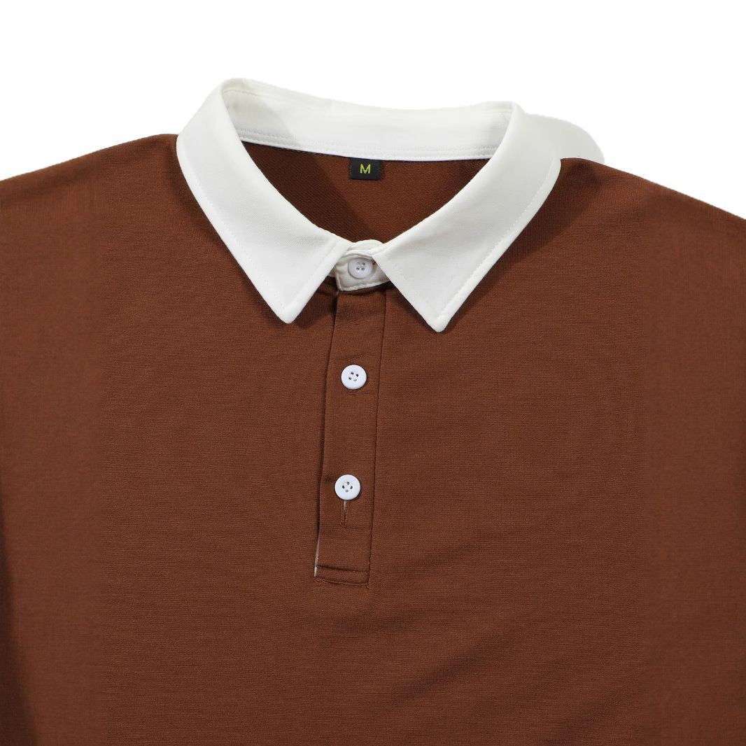 Herren Poloshirt Langarm Kontrastkragen Modern Elegant