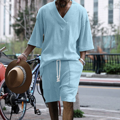 Herren Strickshorts-Set mit V-Ausschnitt atmungsaktiv Bequem