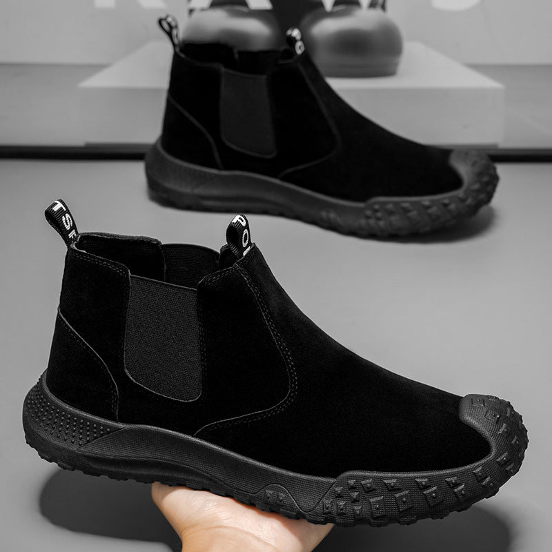 Damen Chelsea Boots Sportlich Rutschfest Schwarz