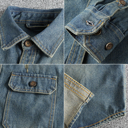 Herren Jeanshemd Vintage-Style mit Patentaschen Modern