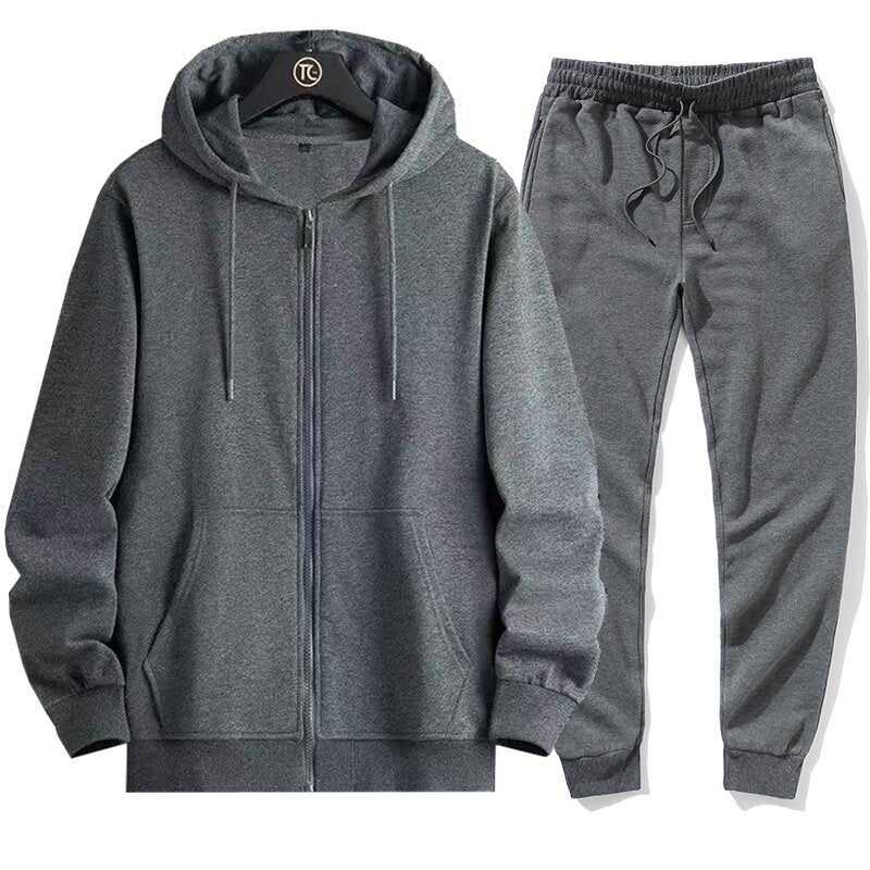 Herren Sportanzug Hoodie Joggingset Grau Modern