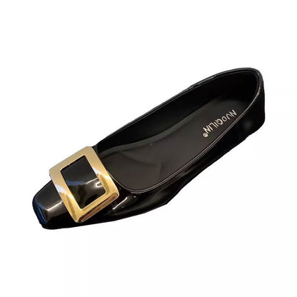 Damen Ballerinas Elegante Lack Schnalle Schuhe