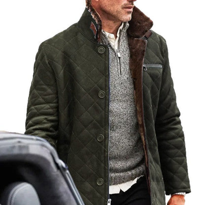 Herren Langmantel Teddyfell Kragen Warm Winter
