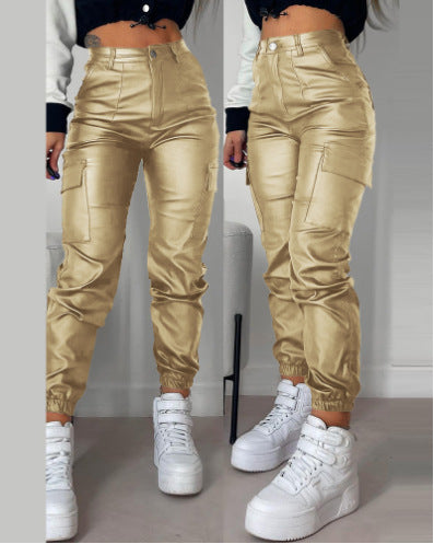 Damen Cargo-Hose Bequem Elastisch Taschen