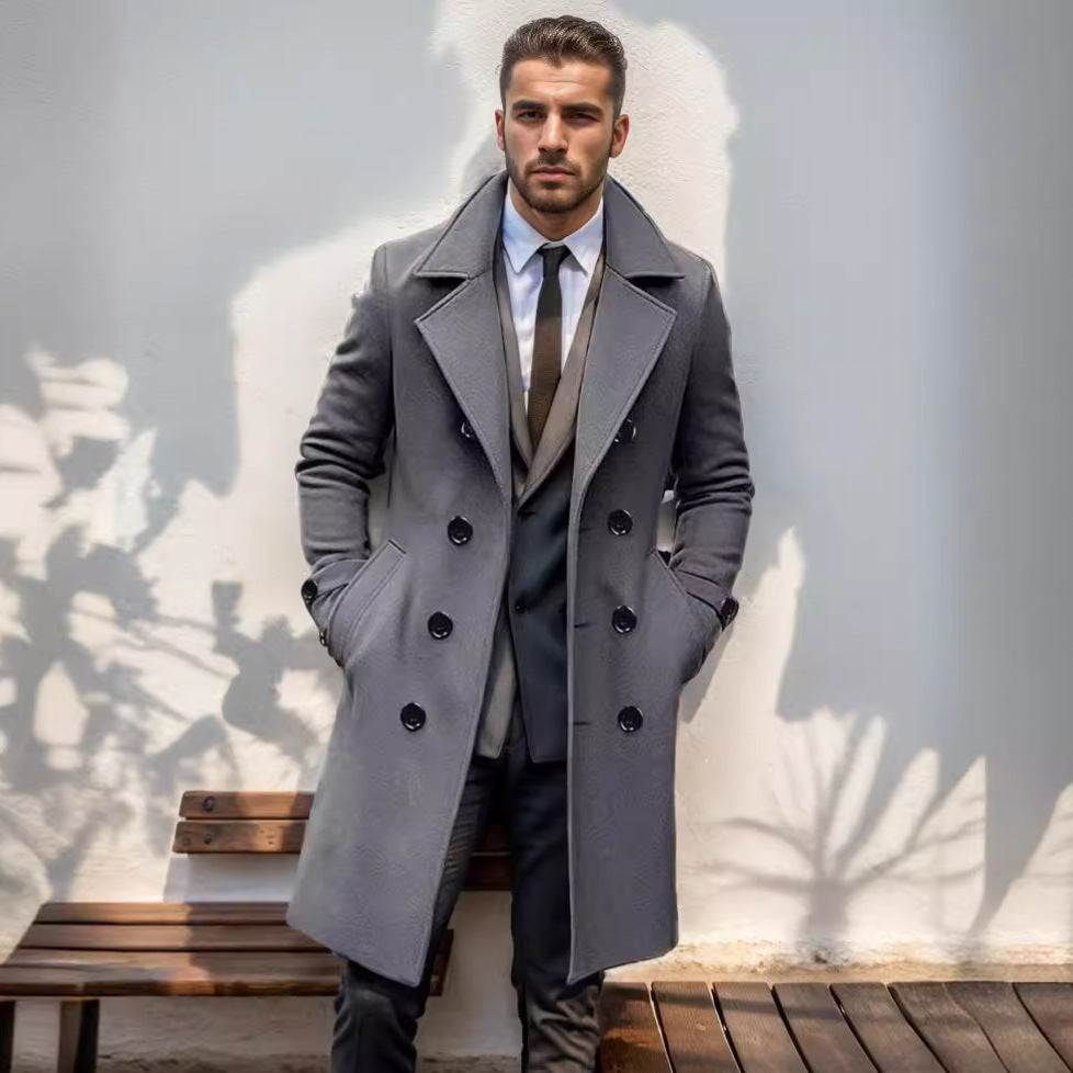 Herren Übercoat Doppelreihig Eleganter Wintermantel
