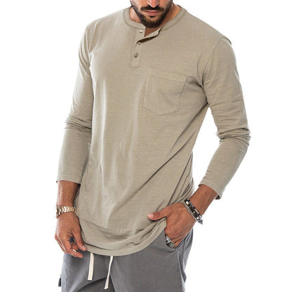 Ein moderner Langarm-Henley-Shirt für den Online-Shop sollte heißen: Langarm-Henley-Shirt mit modischem Knopfverschluss und praktischer Brusttasche BerlinGlamour 

Ich werde ihn