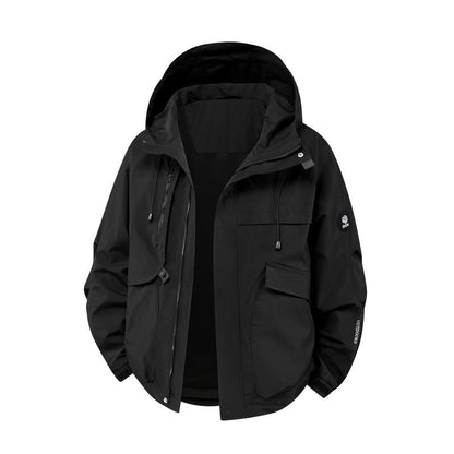 Herren Outdoor-Jacke Wasserdicht Reißverschluss Taschen Funktionale
