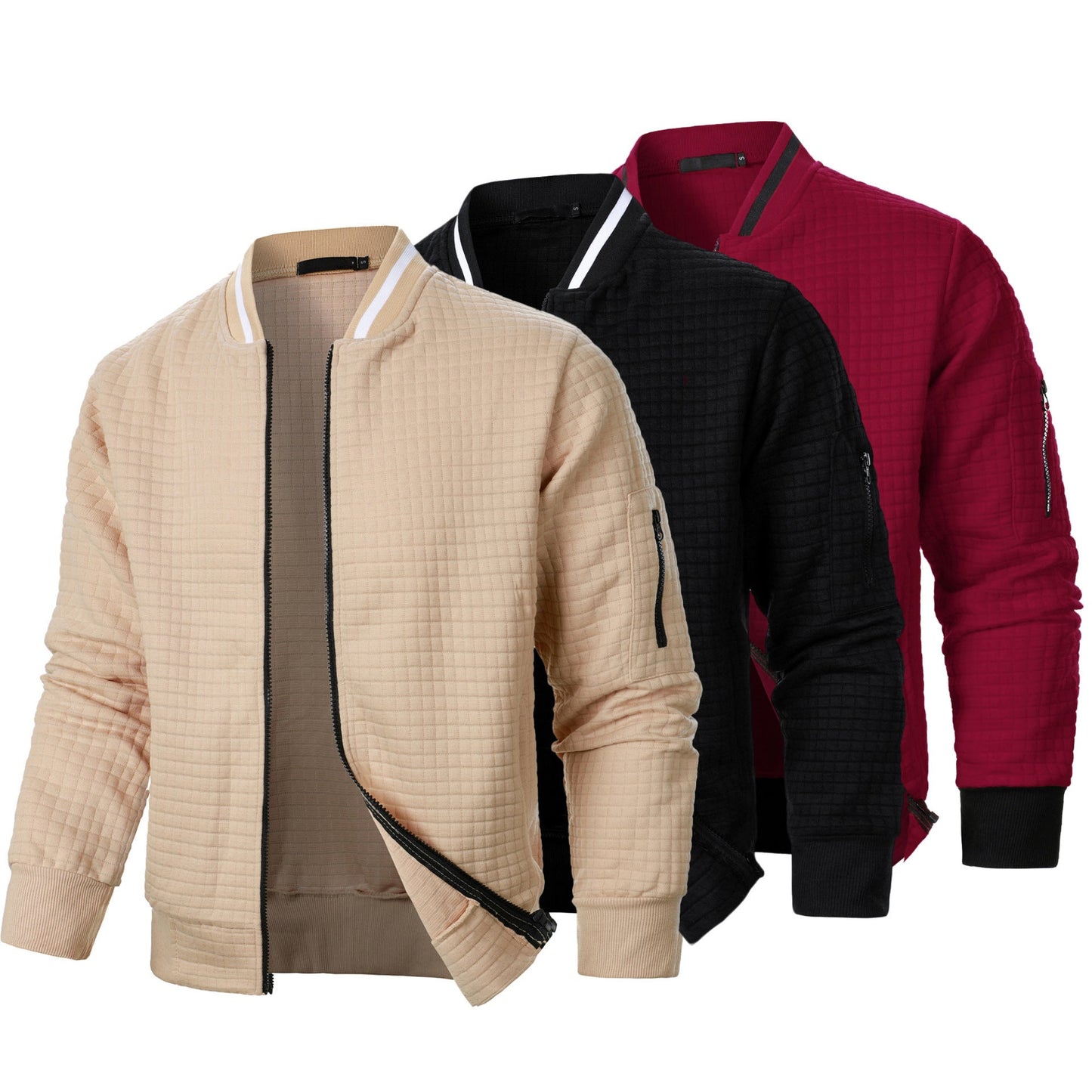 Herren Bomberjacke Steppjacke Reißverschluss Taschen
