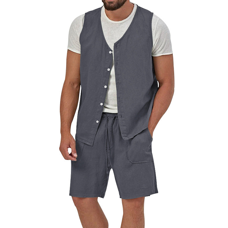Herren Leinenanzug Lässig Elegant Sommer