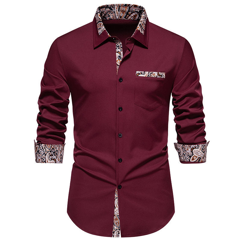 Herren Hemd Langarm Modern mit Kragen und Muster