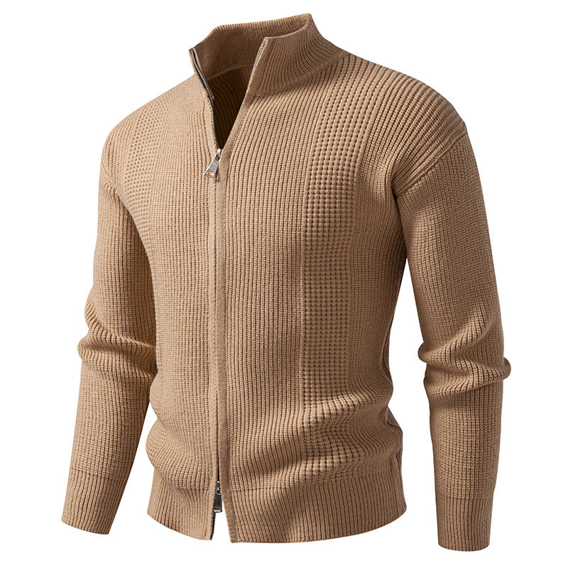 Herren Strickjacke Hochkragen Modern mit Reißverschluss