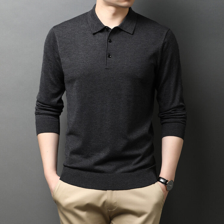 Eleganter Herren Strickpullover Polokragen Modern