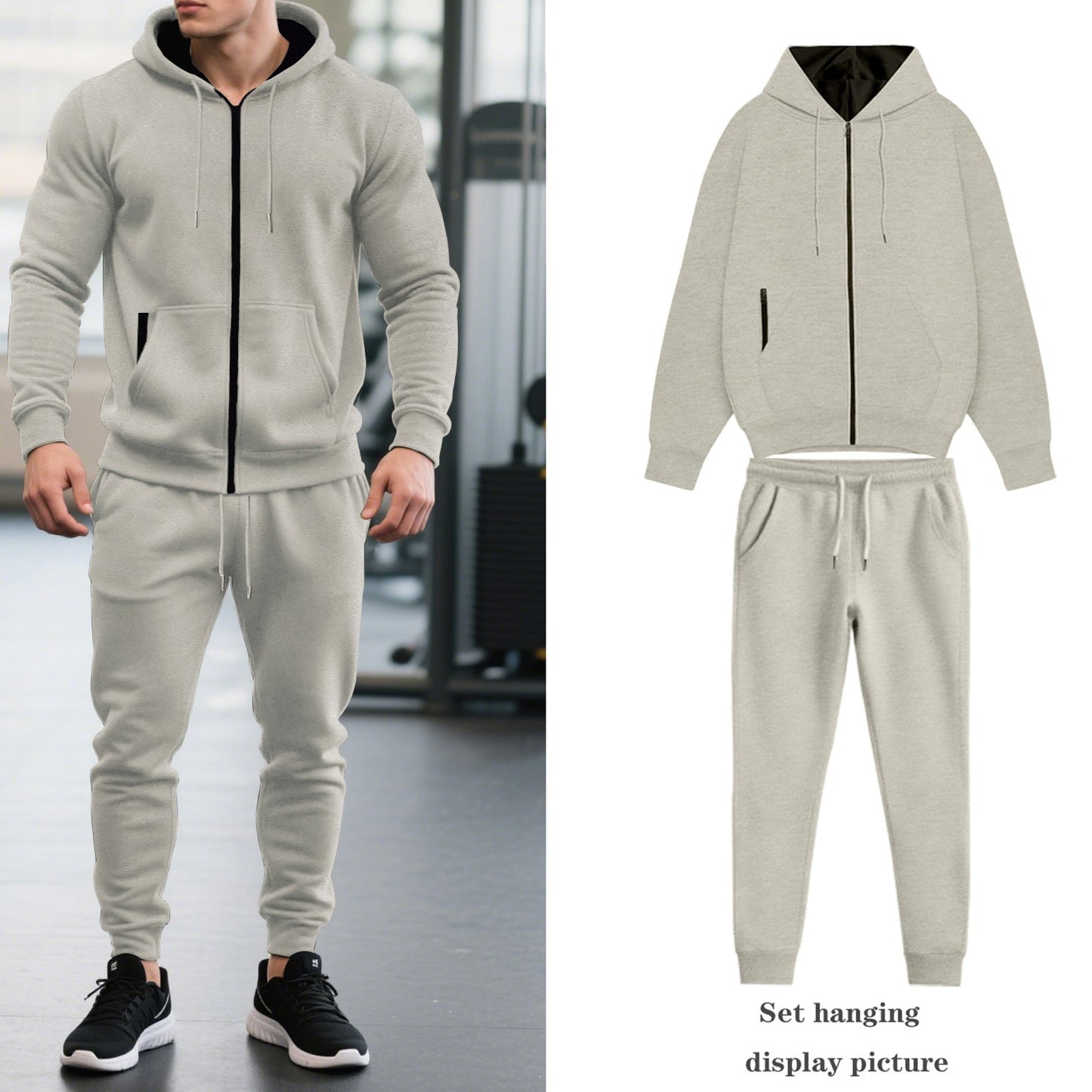 Herren Sportanzug Kapuzenjacke Elastisch Mit Taschen