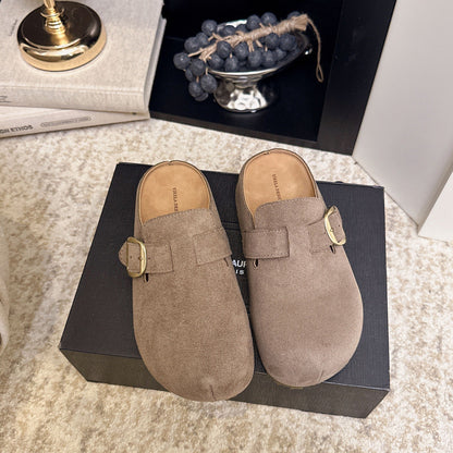 Damen Clogs Wildleder Elegant Schnalle Comfort Schuhe - BerlinGlamour