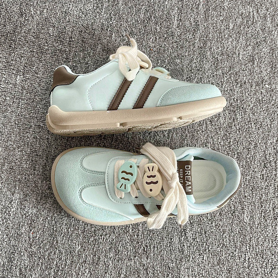 Damen Sneaker Sportlich Kindermotive Klettverschluss