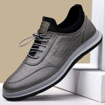 Herren Schnürschuhe Leder Krokodilmuster Elegant Schwarz