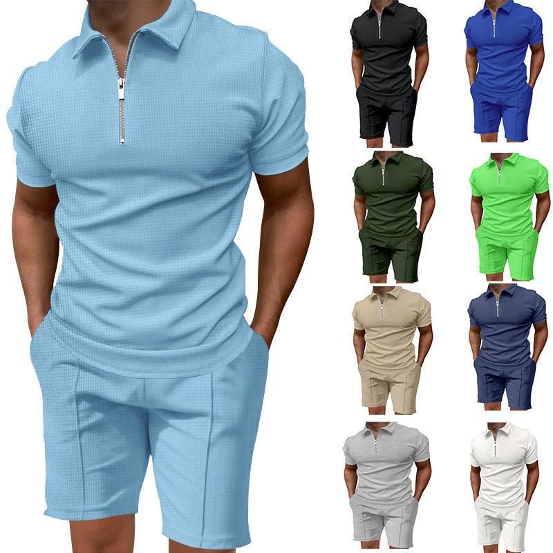 Herren Polo-Shorts-Set Modern mit elastischem Bund und Reißverschluss - BerlinGlamour