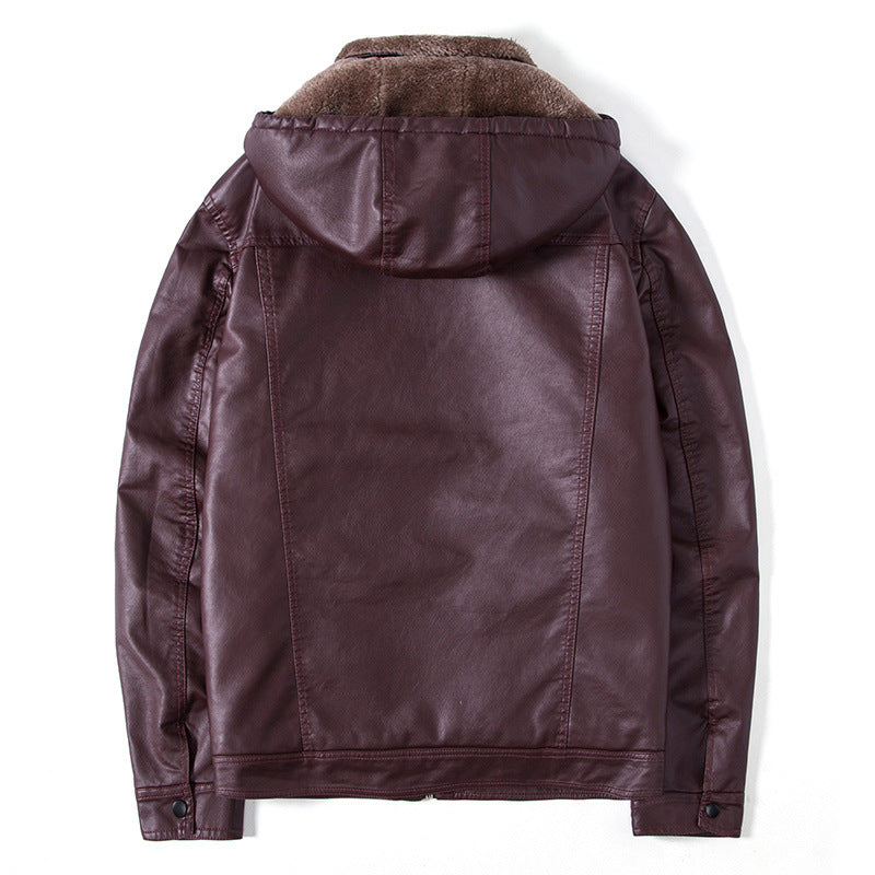 Herren Lederjacke Schwarz Warm Innenfutter Modisch