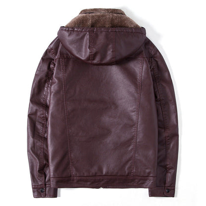 Herren Lederjacke Schwarz Warm Innenfutter Modisch