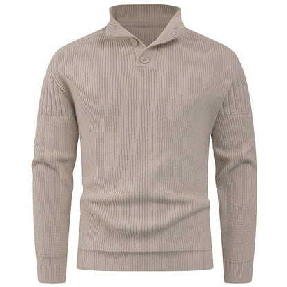 Herren Pullover Strick mit Hochkragen und Knöpfen Modern