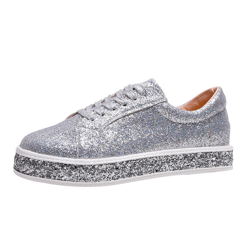 Damen Sneaker Glitzer Plateau Schuhe Komfortabel