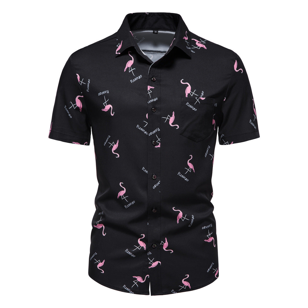 Herren Kurzarmhemd Flamingo Muster Sommer Modern - BerlinGlamour