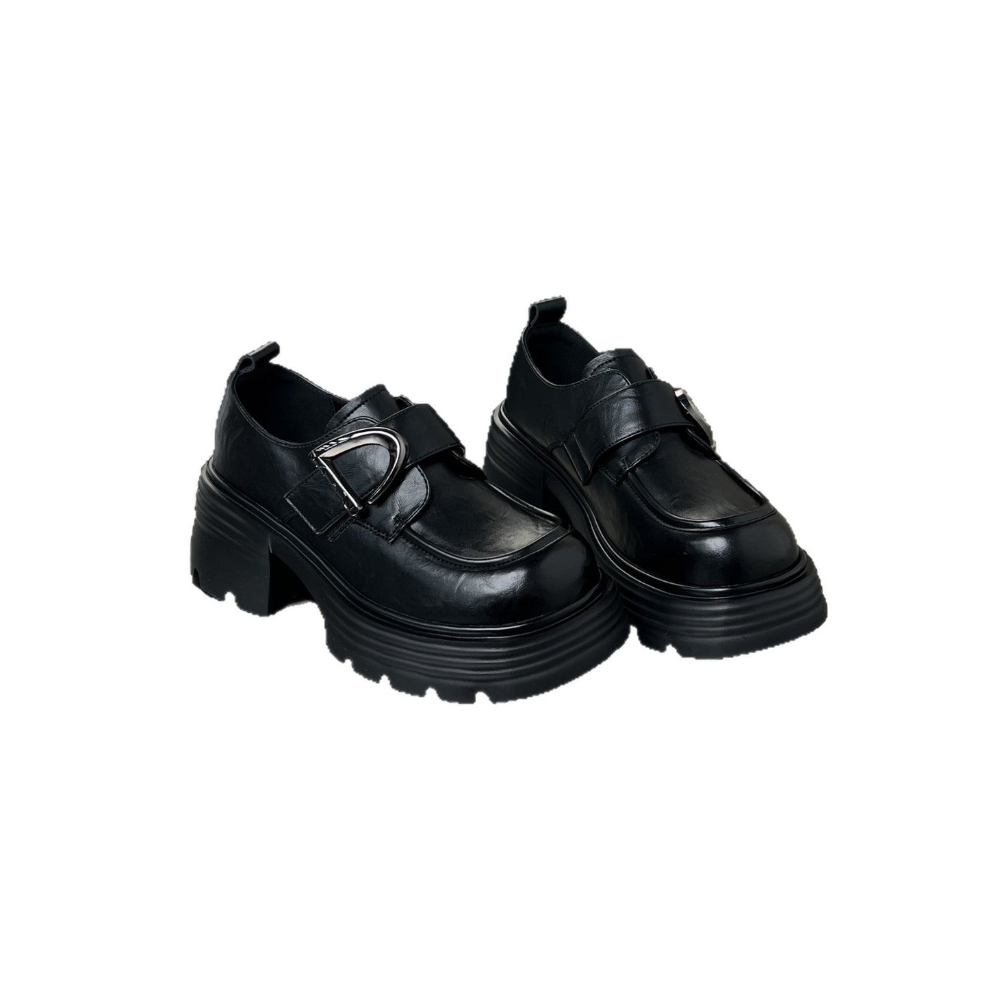 Damen Loafers Chunky Schnallenverschluss Größe 36-42