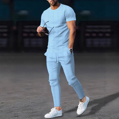 Herren Sportset mit Struktur-Oberteil und Bequemen Jogginghosen