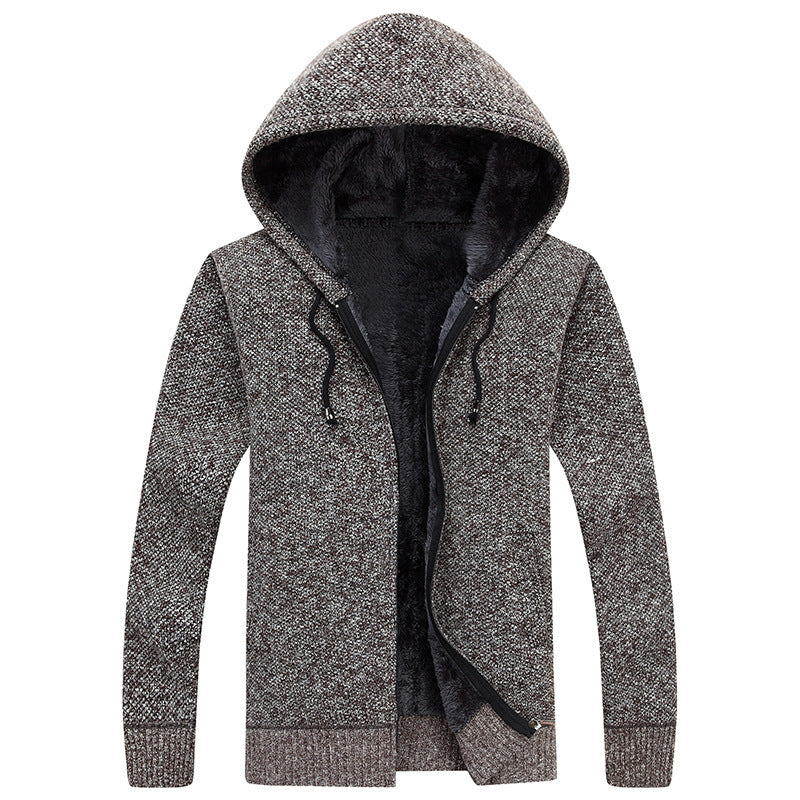 Herren Fleecejacke Bequem Warm mit Kapuze