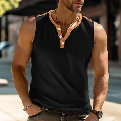 Herren Poloshirt Ärmellos Modern mit Knopfverschluss