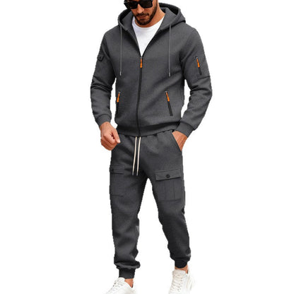Herren Sportanzug Kapuzenjacke mit Reißverschlusstaschen Funktionell