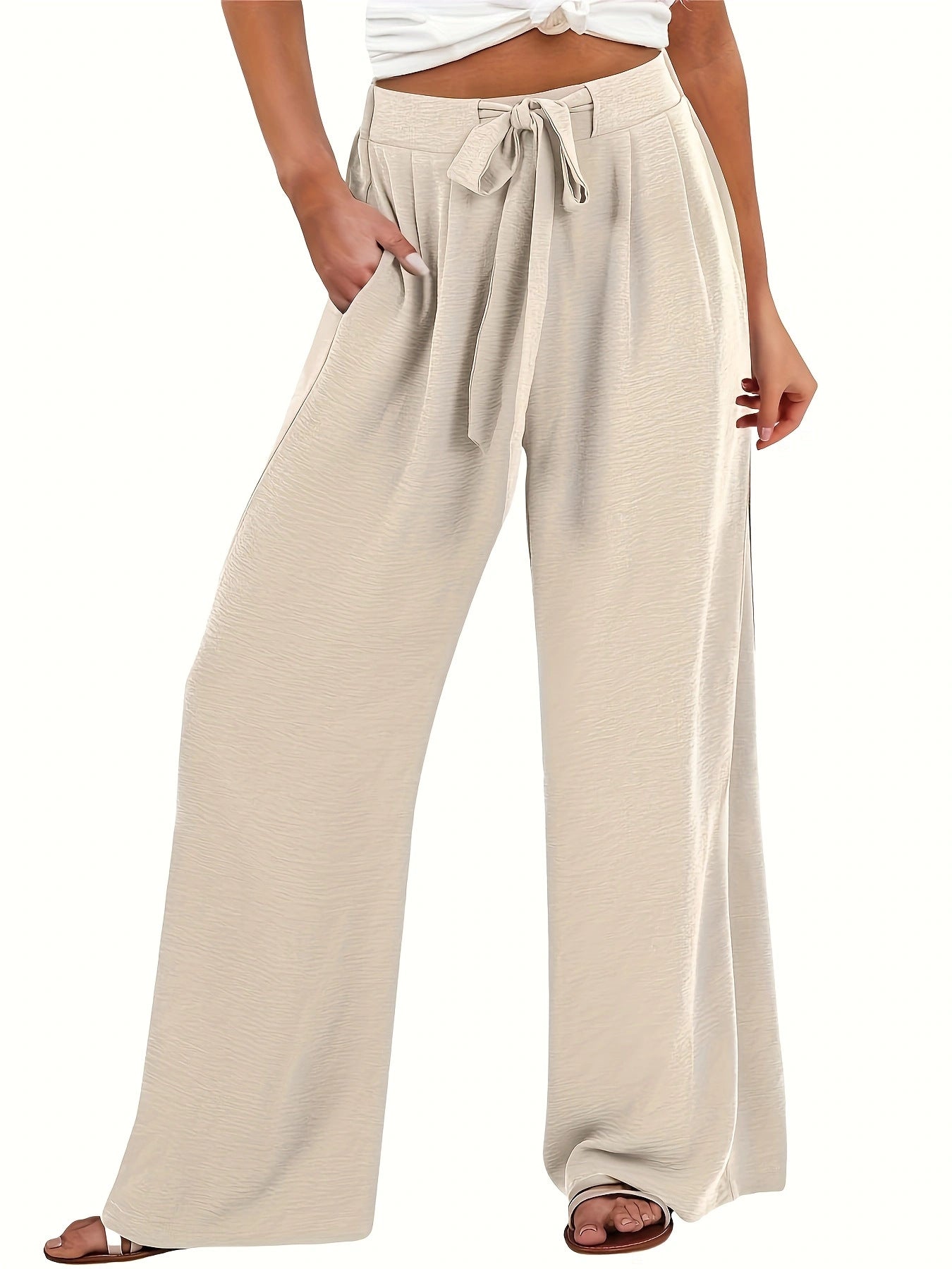 Damen Palazzo Hose Leicht und Luftig mit Taschen Sommer